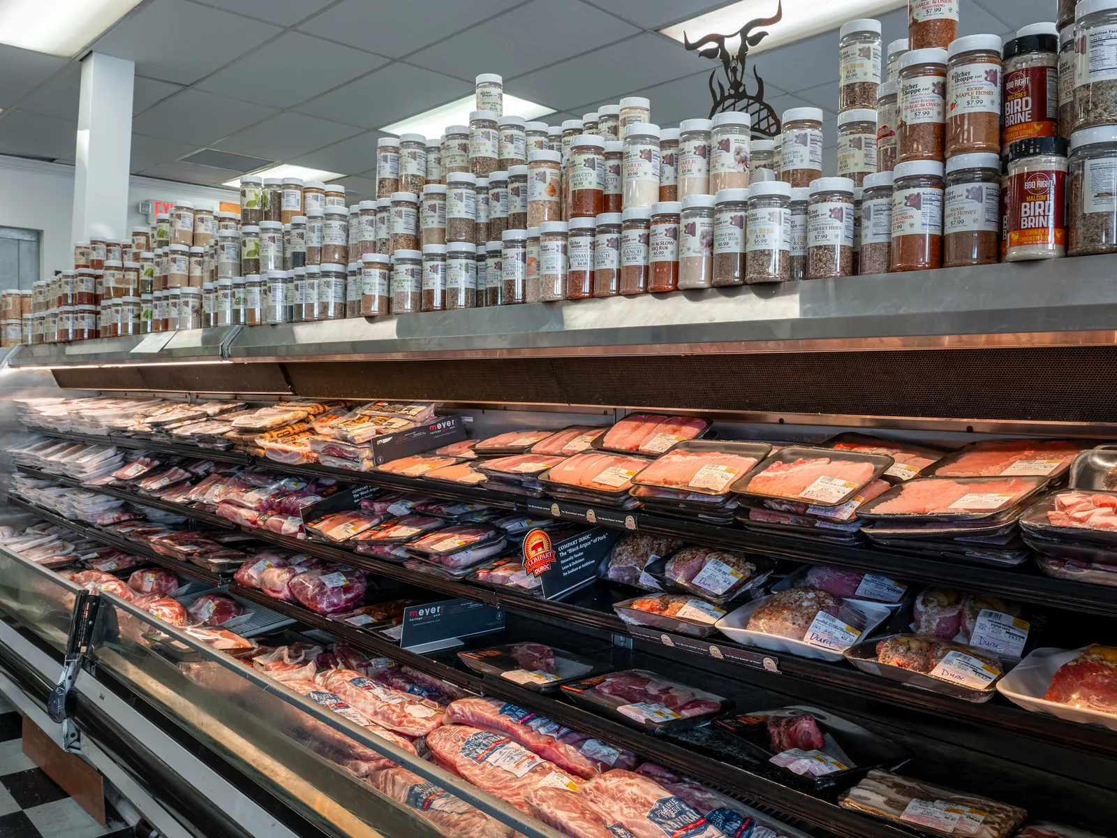 Premium beef and steak cuts in the display case