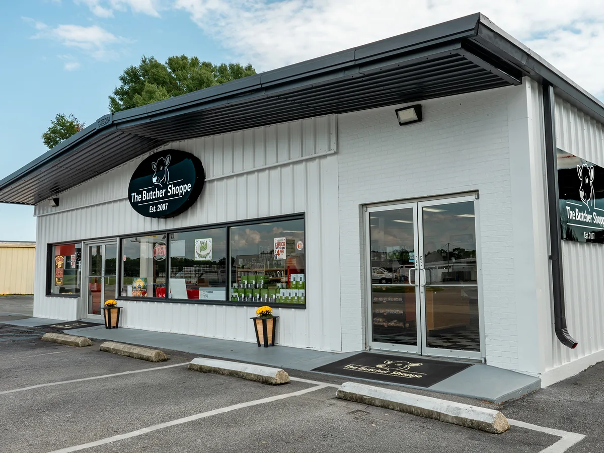 The Butcher Shoppe storefront on Langley Avenue