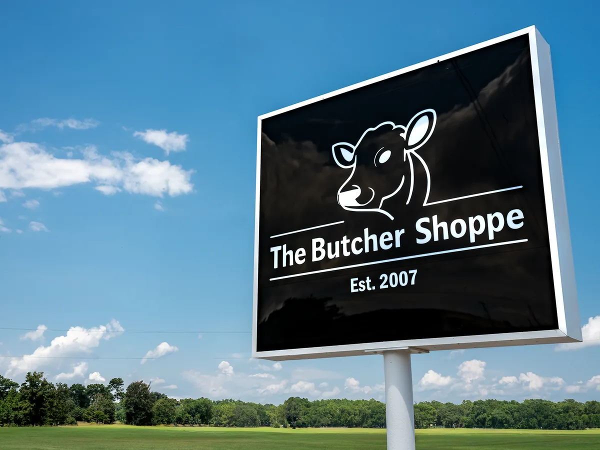 The Butcher Shoppe roadside sign