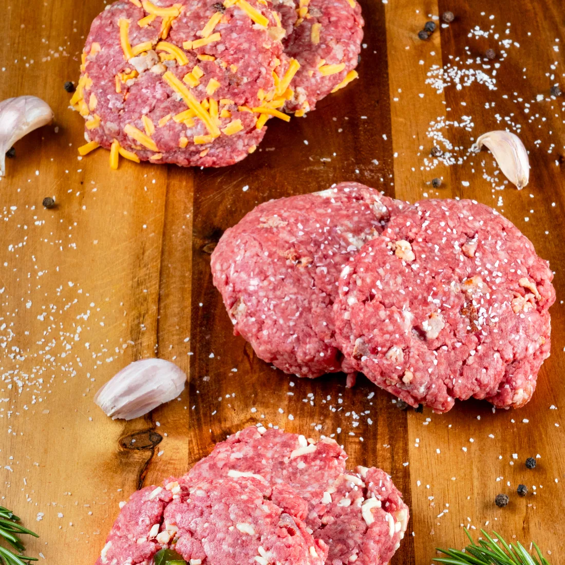 Fresh ground beef burger patties